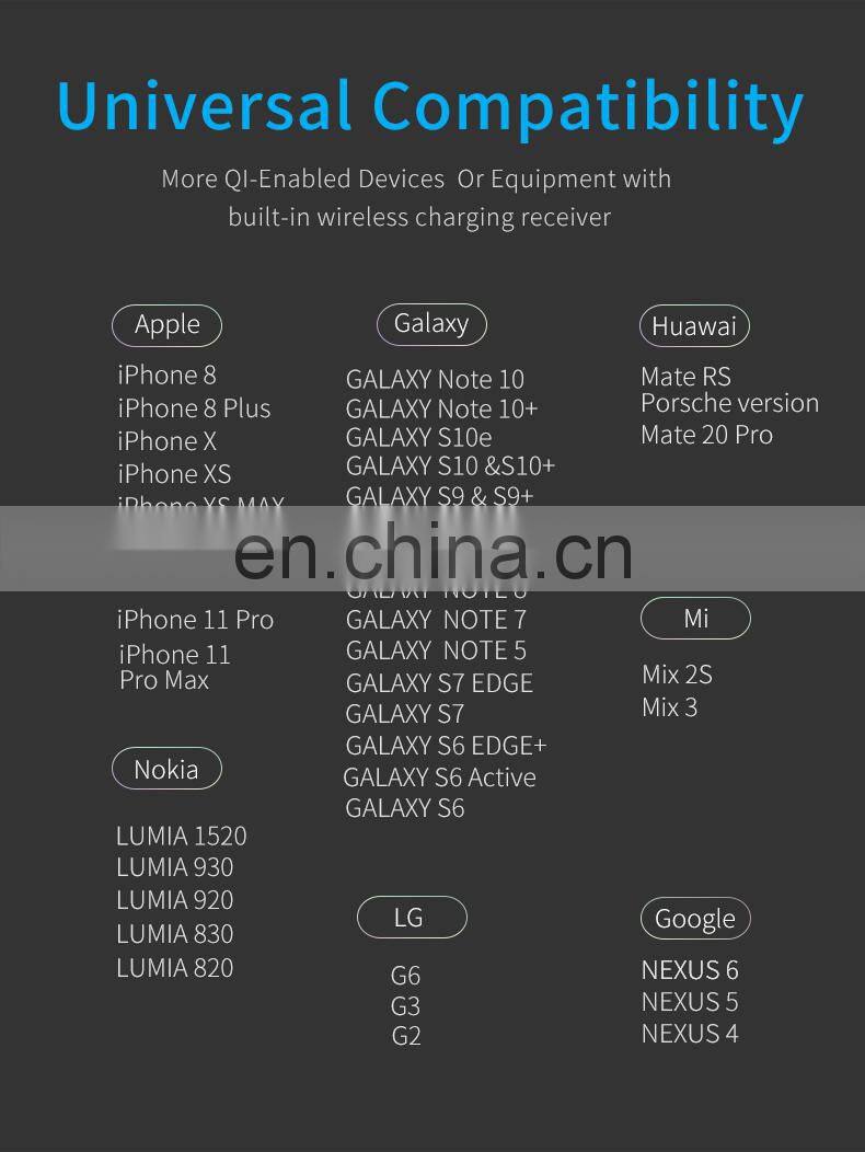 New Hot Sale Cell Phone wireless charger Fast Wireless Charging Station 10W Wireless Charger