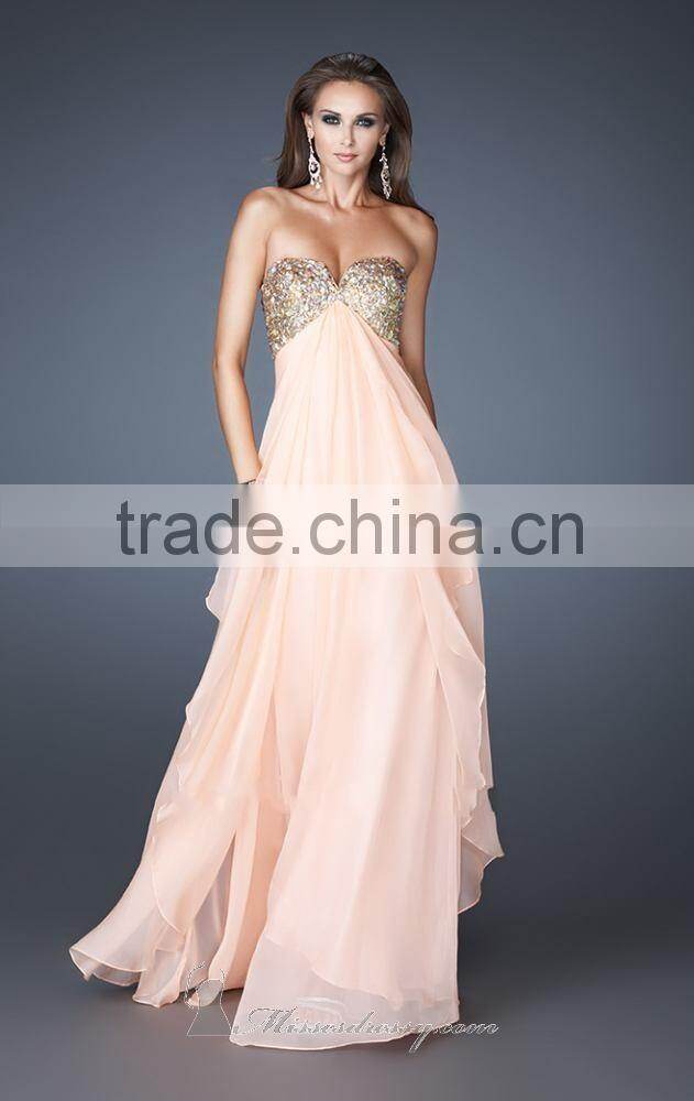Elegant Sweetheart Neckline Full Length Evening Sequins Beaded Dresses
