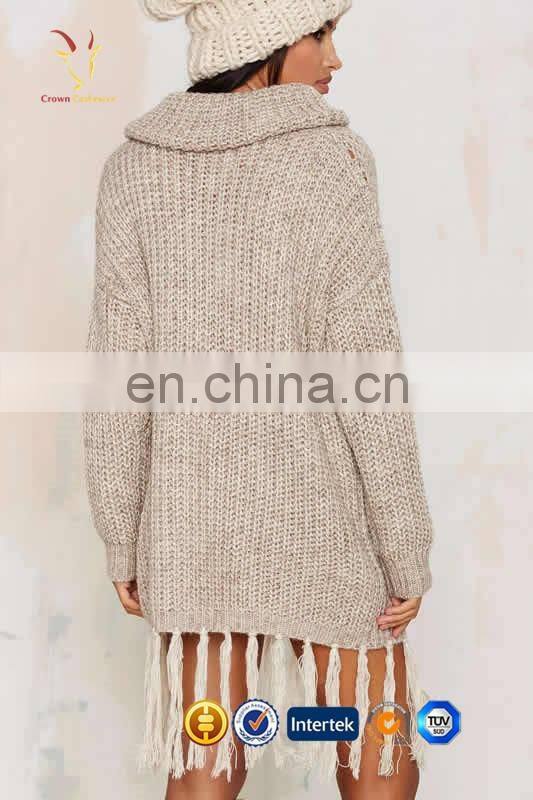 Tassel Hand Knitted Merino Wool Loose Sweater Dress