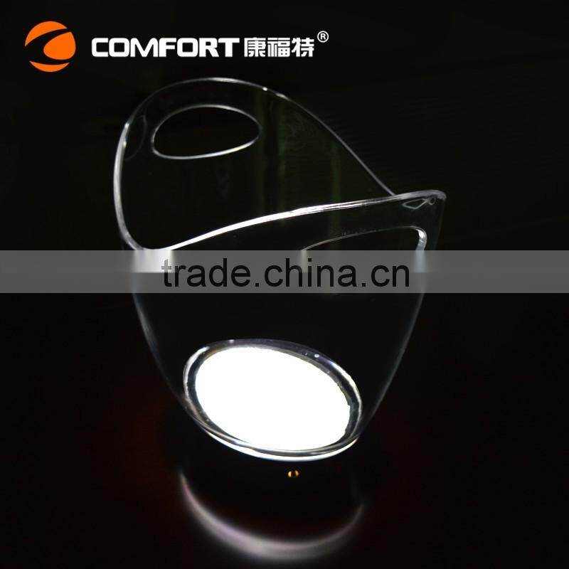 2016 customize rechargeable battery powered illuminated acrylic plastic led ice bucket