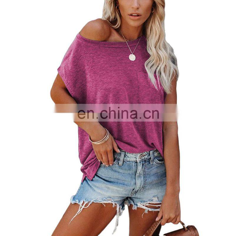 Manufacturers wholesale custom women's tops sports and leisure solid color round neck raglan short sleeve t-shirt