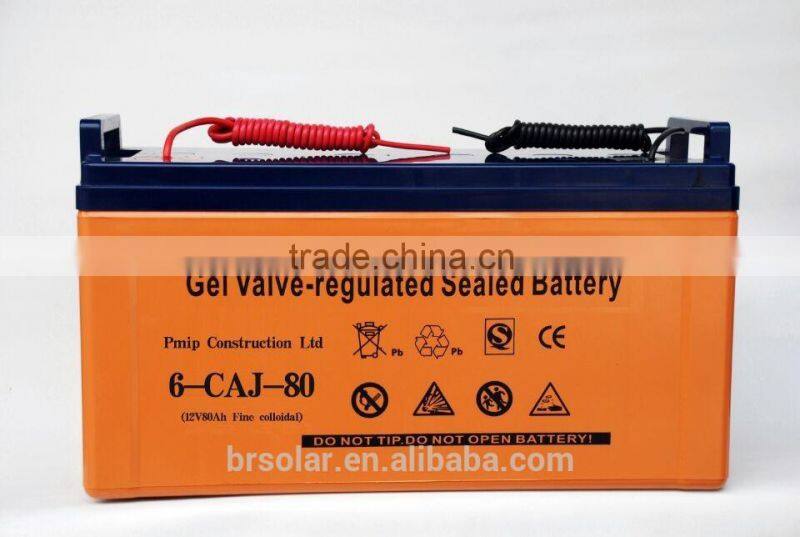Rechargeable Gelled High Capacity Solar Battery, 80Ah 12V