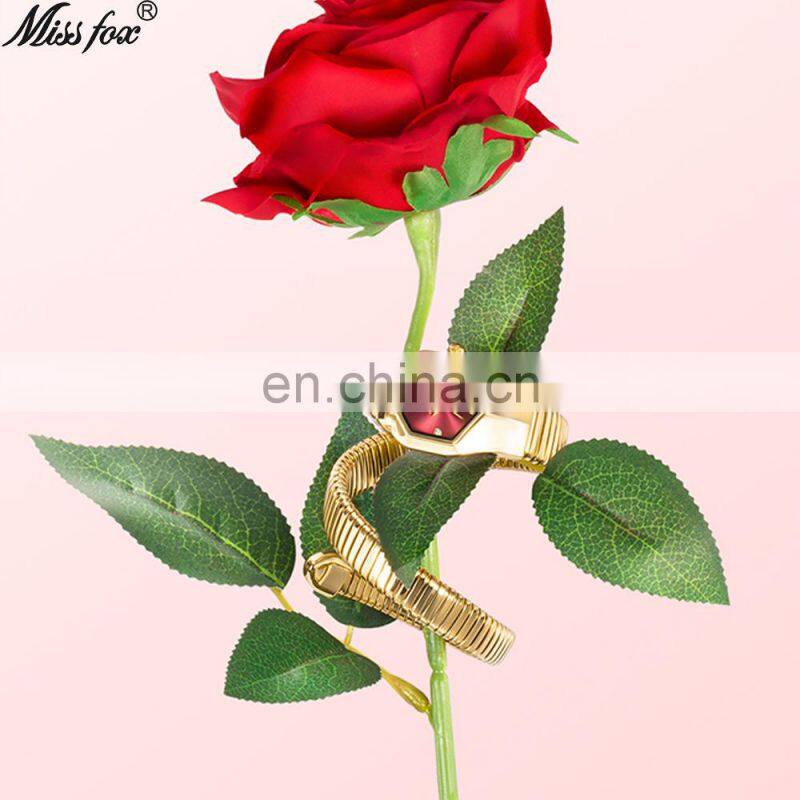 MissFox 2809 Iced Out Watch for women Luxury Brand Blue Dial Fashion quartz watches women