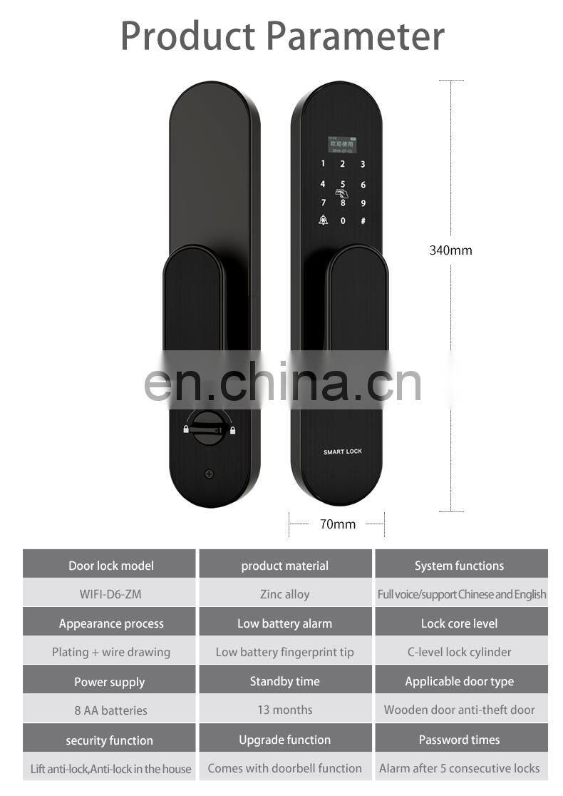 Smart Lock App Fingerprint Keyless for Home Finger WIFI Digital Lock Remote Control tuya TT Smart Lock  Home Wooden Door