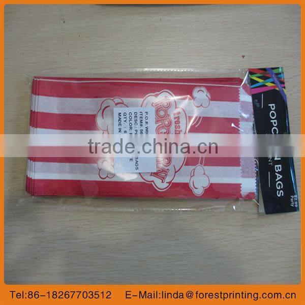 stripe food bag 2014 customer kraft paper shopping bag/ popcorn bag