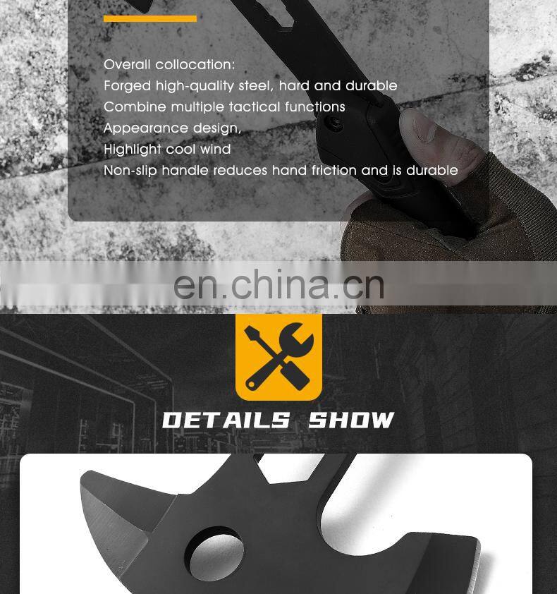 New outdoor multi-purpose open mountain axe with hexagon board hand and all black rubber handle fire axe