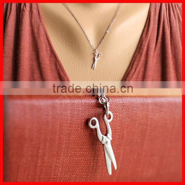 plain pure silver 925 sterling silver two layer long bar triangle silver necklace