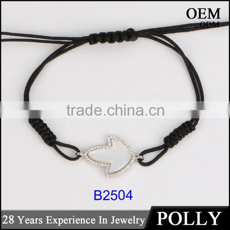 Lovely cute 925 sterling silver fabric bracelet shell women bracelet