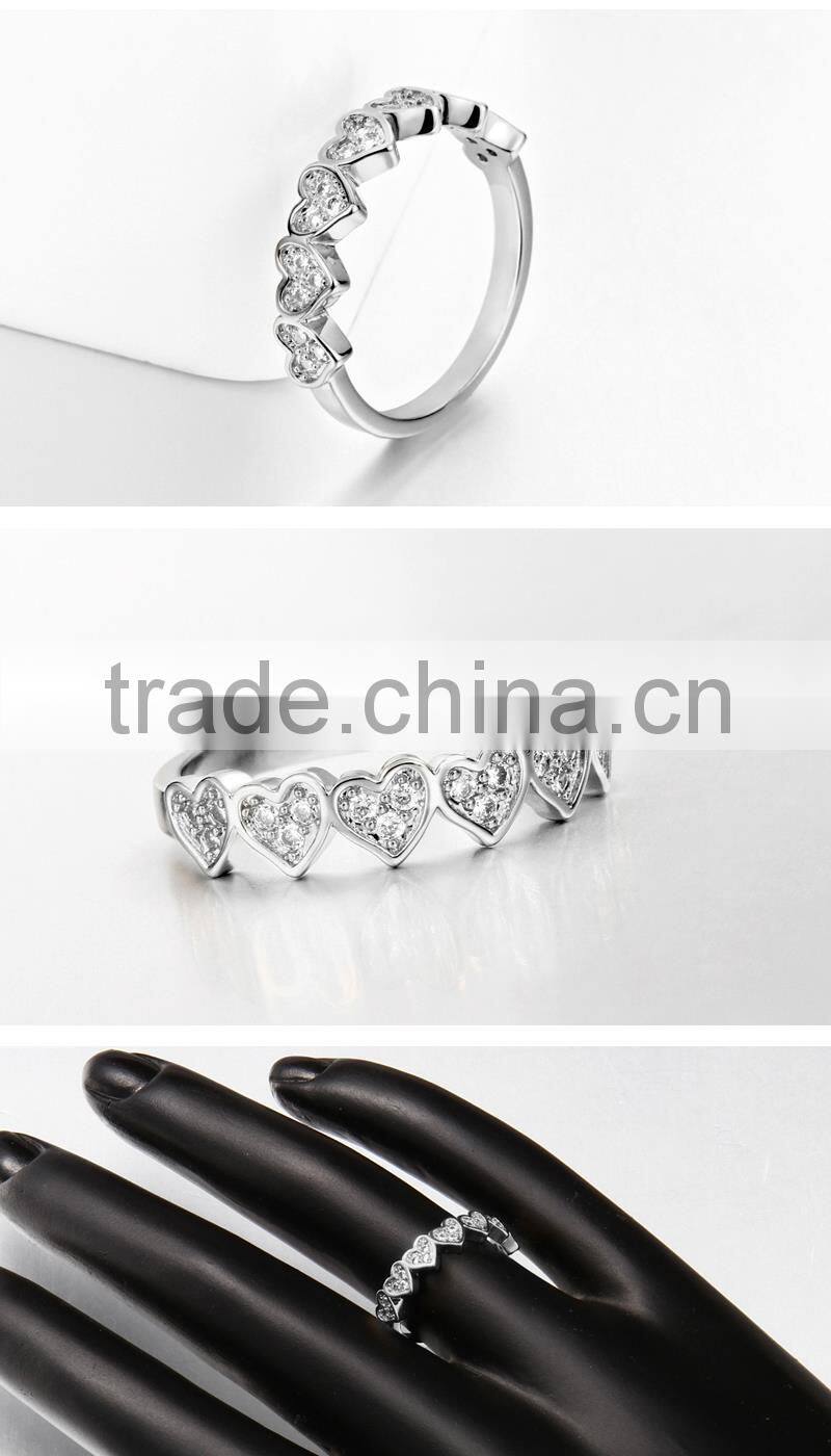 2015 new arrival gold plated fashion diamond heart shaped ring designs for girls