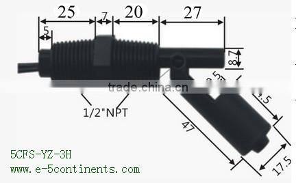 1/2" NPT tapered plug magnetic float level switch water level sensor 5CFS-YZ-3H