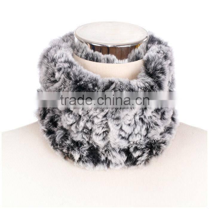 QD30440 Lady New Design Warmer Real Rex Rabbit Fur Scarf