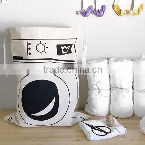 China Factory Supply Custom Cartoon Print Canvas Drawstring Bag