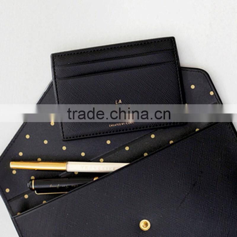Korea flat PU credit card pocket simple card holder