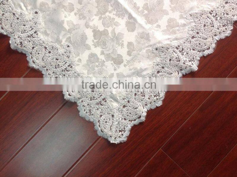 French romance milk white lace watersoluble tablecloth for wedding