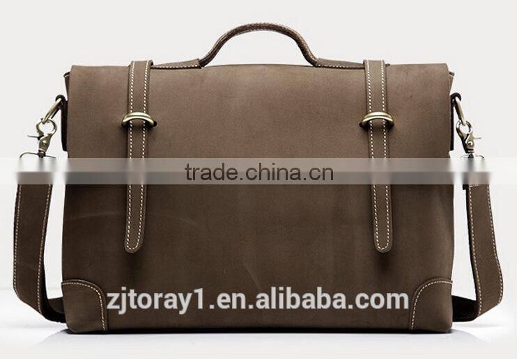 Genuine Vintage Leather Mens Laptop Security Briefcase Tote Bag