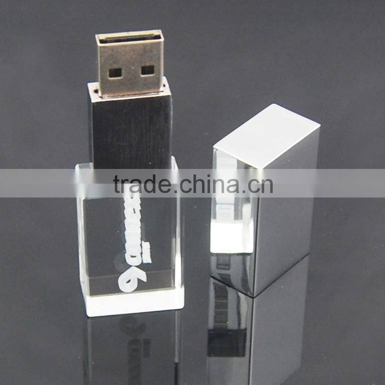 High Quality Full Capacity Crystal 16GB USB Flash Drive 8GB USB Disk Memory 3D Laser Engraved Logo in USB Key