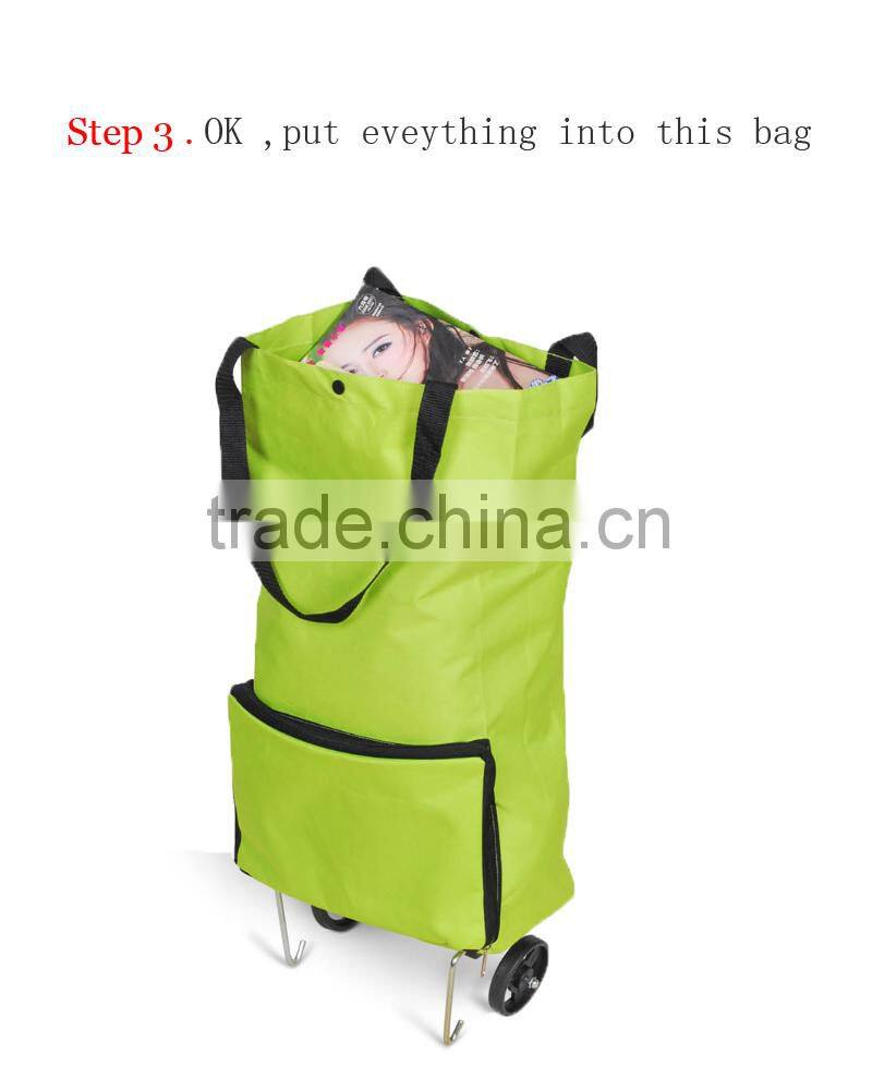 Hot sale!!! China design fashion foldable trolley shopping bag with wheels