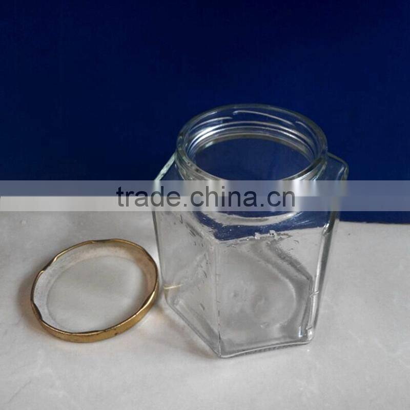 800ml 26oz hexagonal glass honey jars for food storage SLJe43