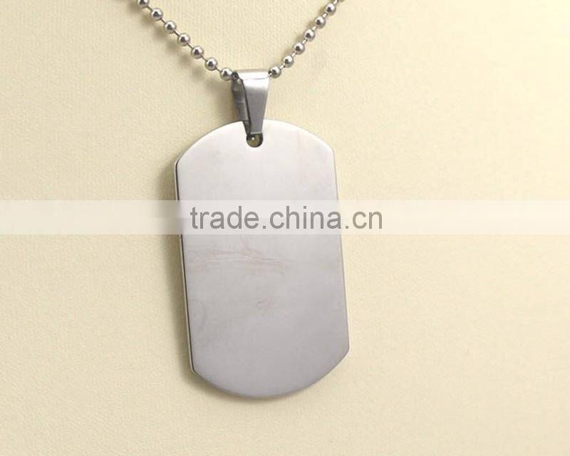 Smooth Plain Dog Tag Pendant Stainless Steel Necklace