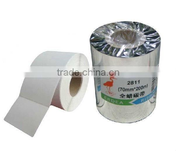 Wax ribbon-70mm*200M self adhesive label ribbon / barcode label printer ribbon