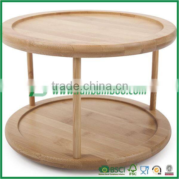 Bamboo 2-Tier Lazy Susan for kitchenware