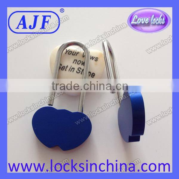 AJF new arrival only manufacturer long hook aluminium different color double heart padlock
