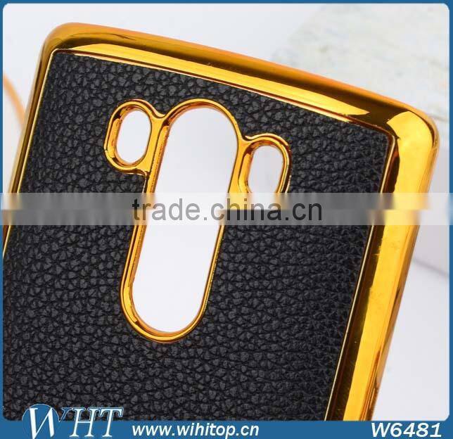 Fancy Mobile Phone Cover PC Chrome Leather Coated for LG G3 Case