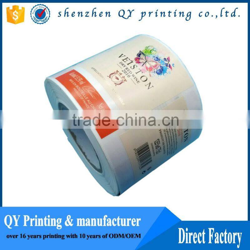Hot Sale Packaging Adhesive Paper Label Printing, Custom Roll Printed PVC/BOPP/PE/PET Labels, Wine Glass Bottle Label Sticker