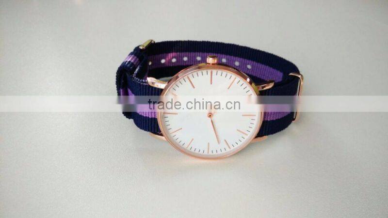 customized your logo Men Women Real Leather Nylon whatchband Luxury Rose Gold clock