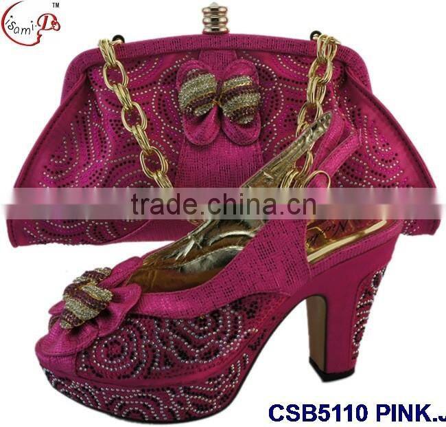 CSB5110 2016 Newest design woman hot selling shoes with matching bags crystal cluth factory price shoes whole sale price