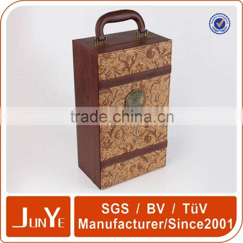 good sewing foldable leather box for wine bottles packaging
