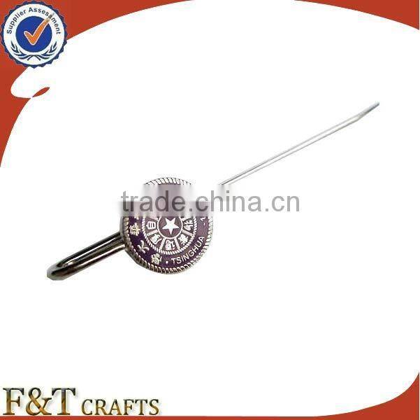 Custom long needle souvenir metal bookmark with hanging charm