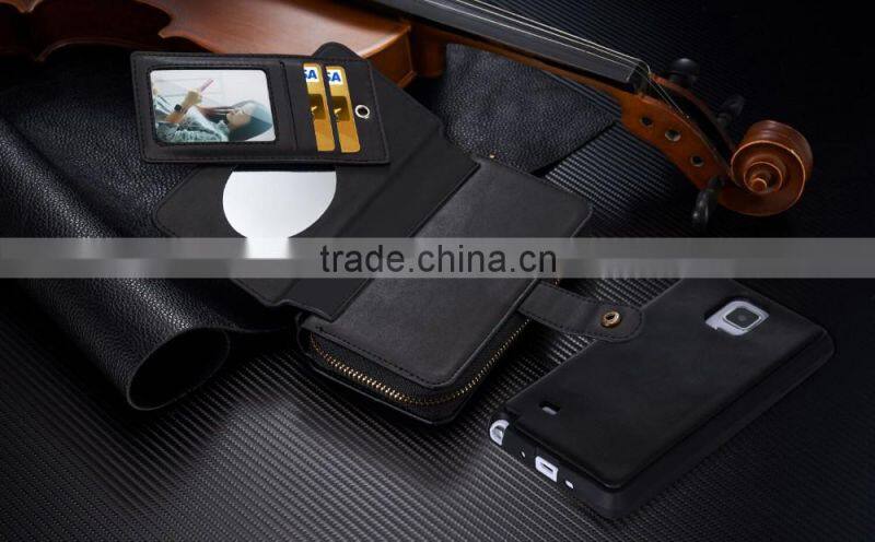 Functional phone case for Samusng note 4 zipper wallet cover