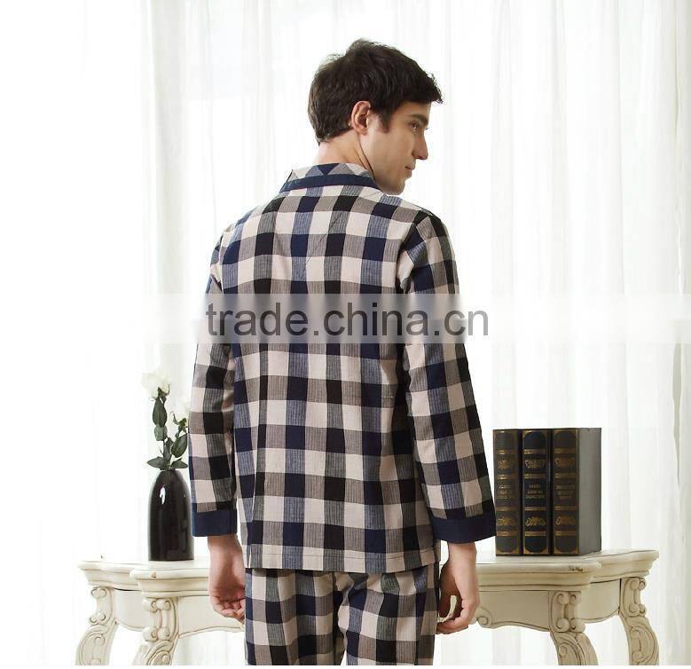 comfortable mens long sleeve cotton night suit for autumn