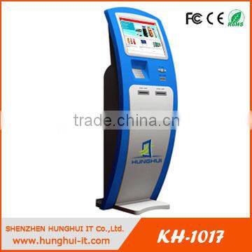 Stand-alone Checkout Kiosk with Bill Acceptor / Self Check-in Kiosk with Biometric Fingerprint Reader