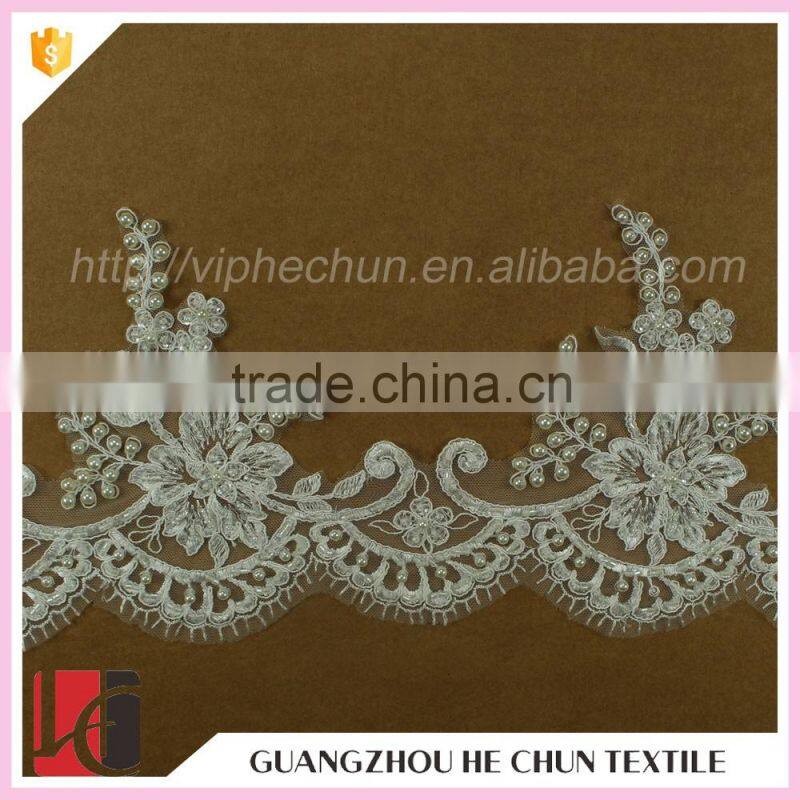 HC-1769-1 Hechun Export Quality Pearl Beaded Chemical Lace Trim