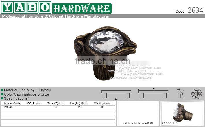 Export zinc alloy crystal rhinestone furniture handles and knobs