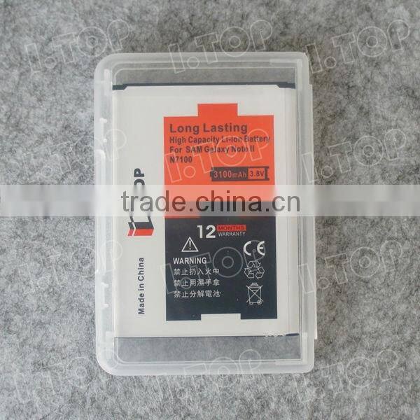 Original Quality mobile phone battery for Samsung Galaxy Note II N7100 Akku , 3.7V 3100mAh, made in China