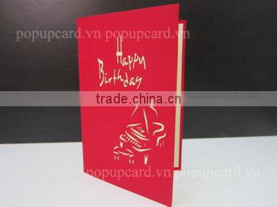 Little girl with birthday cake 3d hand made greeting card