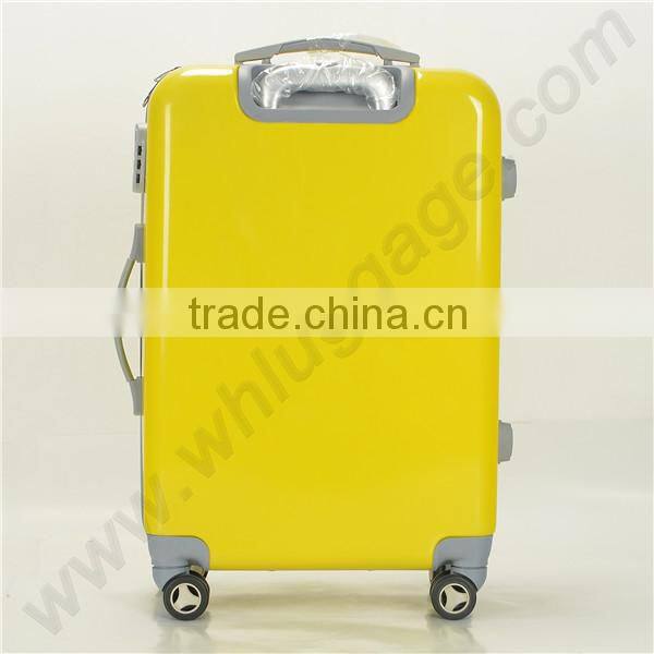 ABS+PC material bright yellow trip luggage, PC luggage