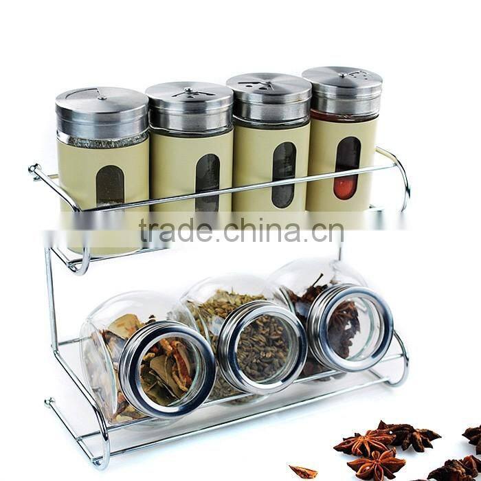 Salt shaker bottles glass stainless steel condiment holders jar set
