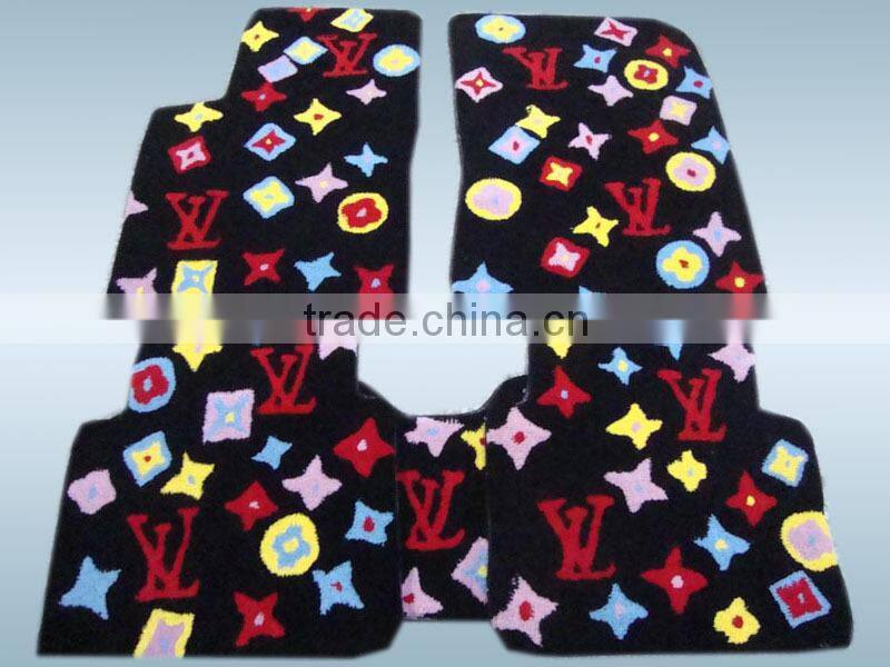 Red excellent quality cartoon design acrylic wool car floor mat