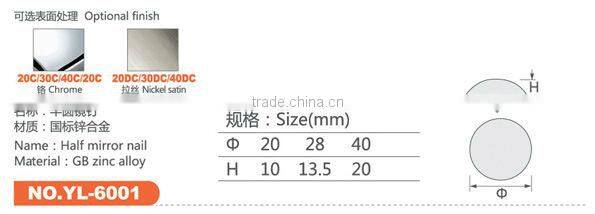 chrome semi ball decorative mirror screw caps