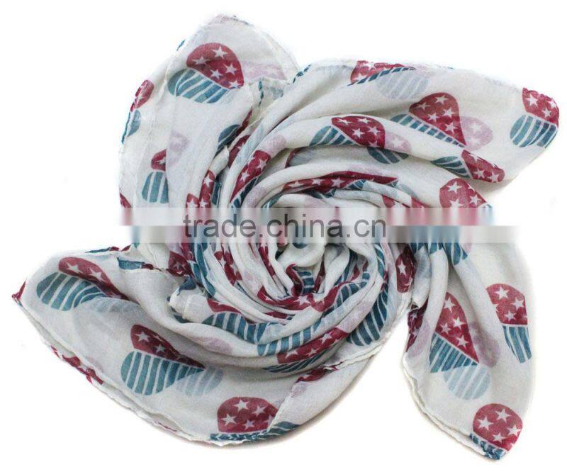 American flag printed heart design head scarf custom