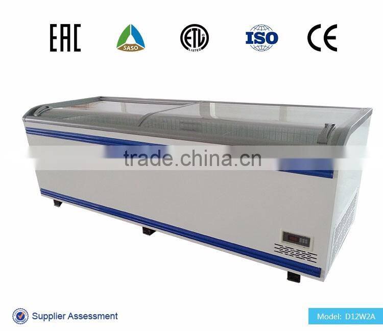 supermarket mini cooler for meat and pizza with glass lid