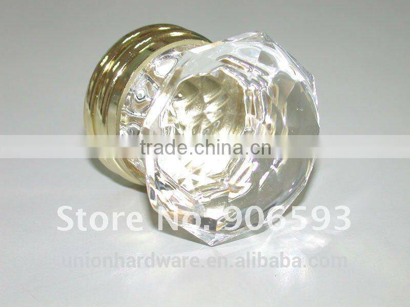 Modern european crown shape crystal cabinet door knob 35mm on brass base