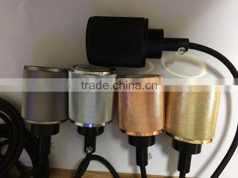 e27 cap lamp socket with edison bulb/ silver and mat gold colour brass material lampholder