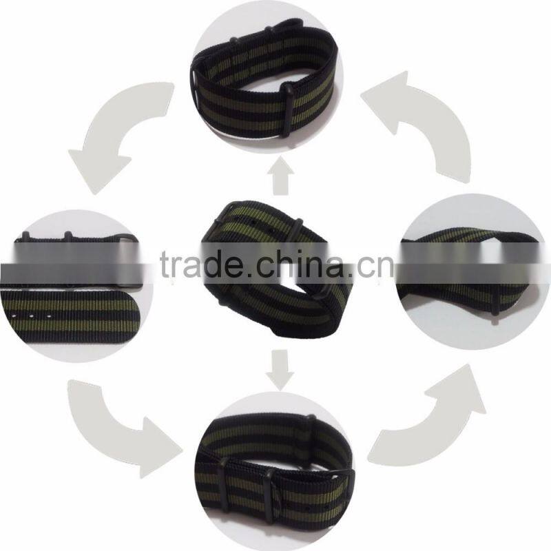 Military 4 Rings PVD Black Handmade Nato Watch Straps