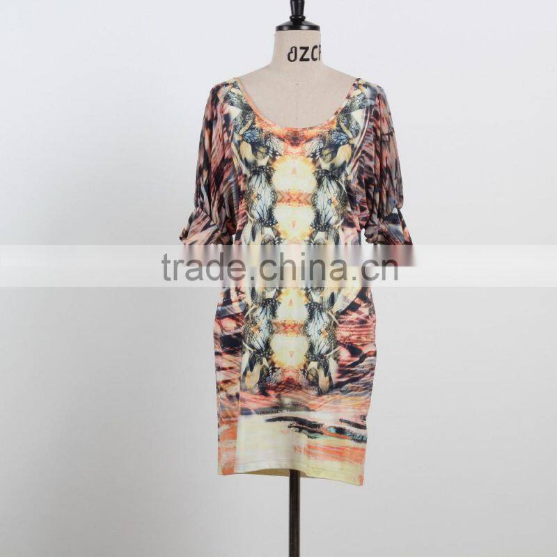 NEW ARRIVAL stripe dress v neck batwing sleeve for fat ladies OEM&ODM supply