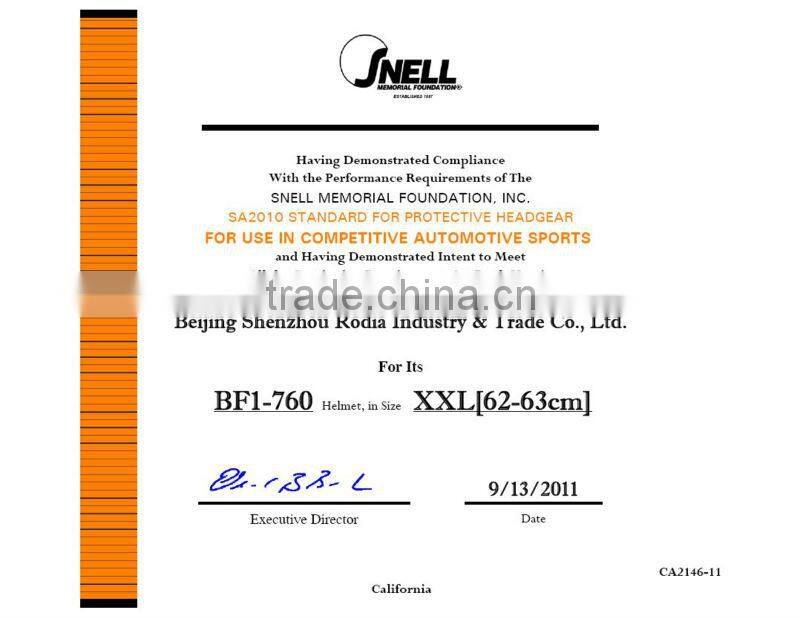 full face helmet for F1 racing with SNELL SA2010 standard